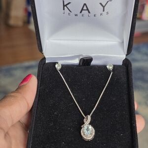 Elegant Silver Necklace with Blue Gemstone by Zales